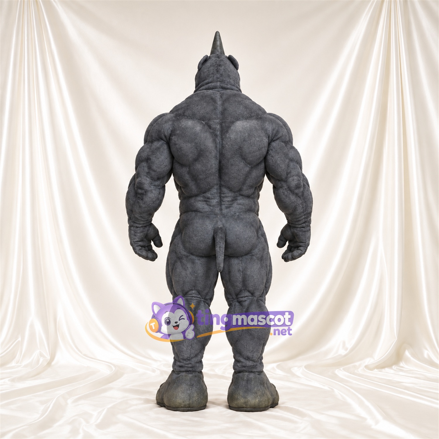 Costume de mascotte Rhinocéros – gris – Corps en armure Costume de mascotte Rhinocéros – gris – Corps en armure