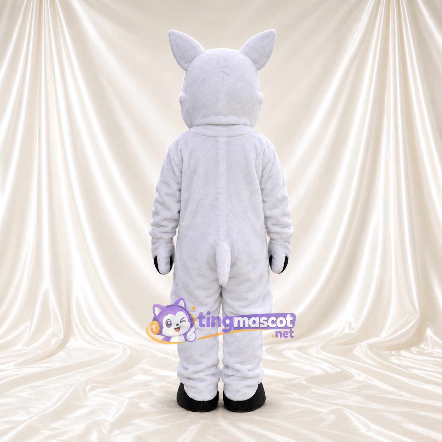 Costume de mascotte Rhinocéros – blanc – Corne (noir); Gants (gris) Costume de mascotte Rhinocéros – blanc – Corne (noir); Gants (gris)