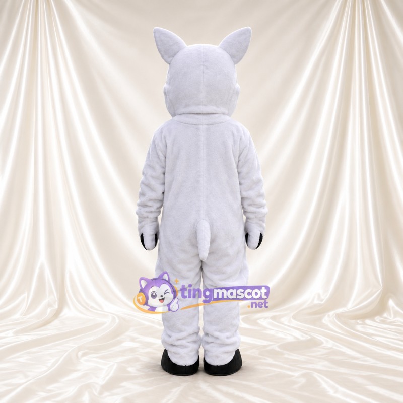 Costume de mascotte Rhinocéros – blanc – Corne (noir); Gants (gris) Costume de mascotte Rhinocéros – blanc – Corne (noir); Gants (gris)
