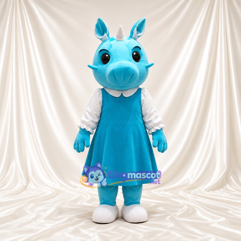 Blue Rhinoceros Mascot Costume - Blue Dress Blue Rhinoceros Mascot Costume - Blue Dress
