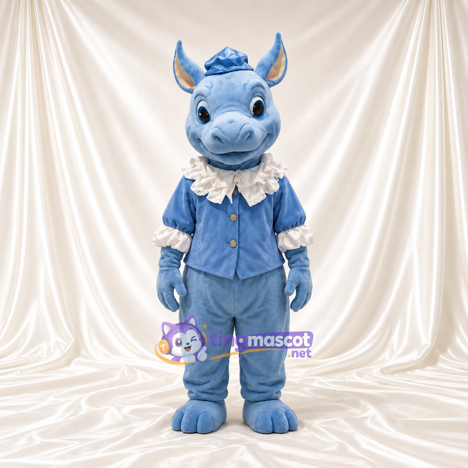 Blue Dragon Mascot Costume - Blue Outfit and Cap Blue Dragon Mascot Costume - Blue Outfit and Cap