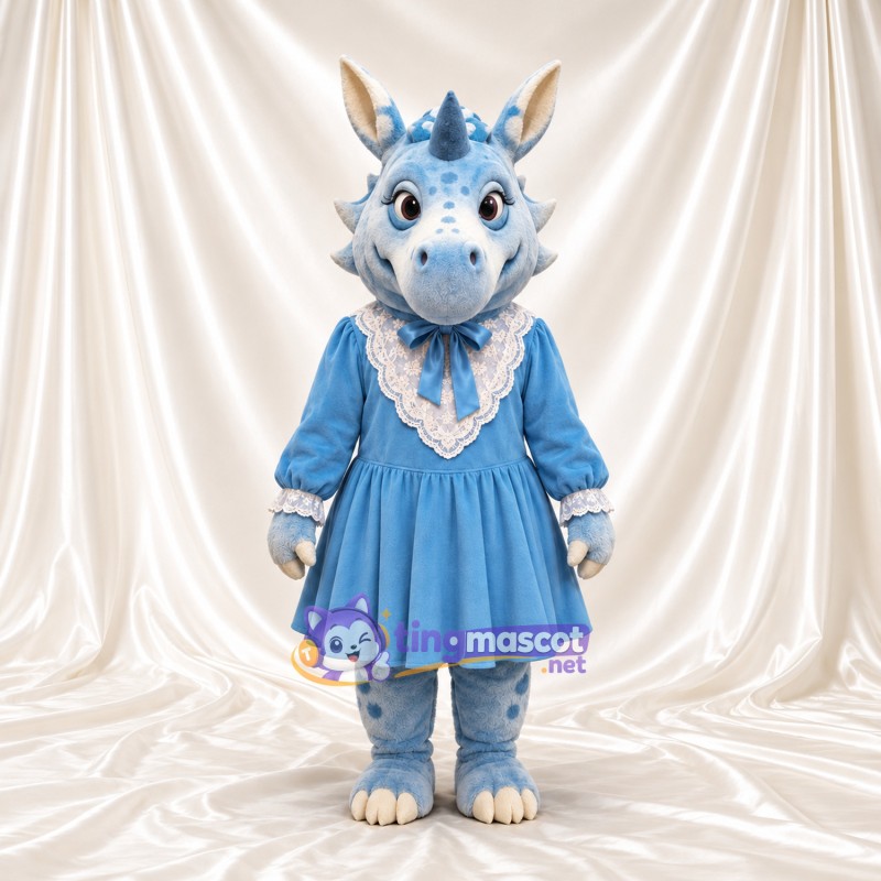 Blue Dragon Mascot Costume - Blue Dress Blue Dragon Mascot Costume - Blue Dress