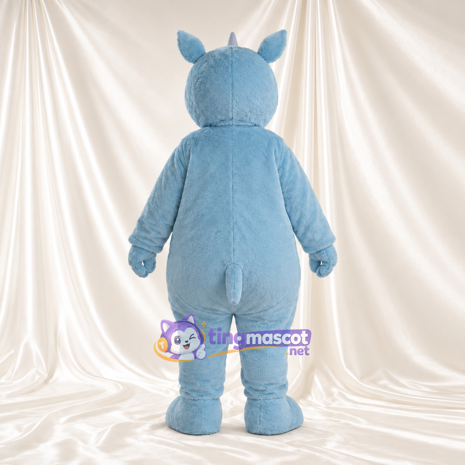 Blue Rhinoceros Mascot Costume - White Belly, White Nose Horn and Shaggy Fur Blue Rhinoceros Mascot Costume - White Belly, White Nose Horn and Shaggy Fur