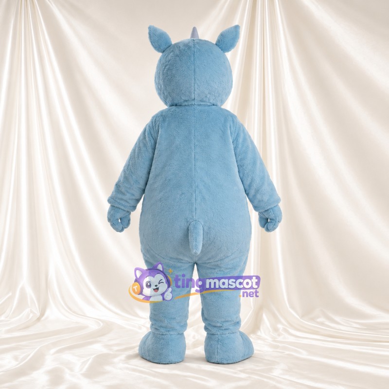 Blue Rhinoceros Mascot Costume - White Belly, White Nose Horn and Shaggy Fur Blue Rhinoceros Mascot Costume - White Belly, White Nose Horn and Shaggy Fur