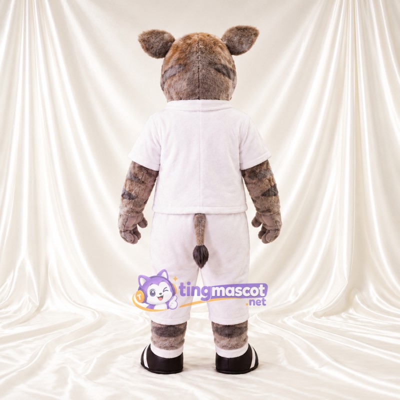 Brown and White Rhinoceros Mascot Costume - White Outfit Brown and White Rhinoceros Mascot Costume - White Outfit