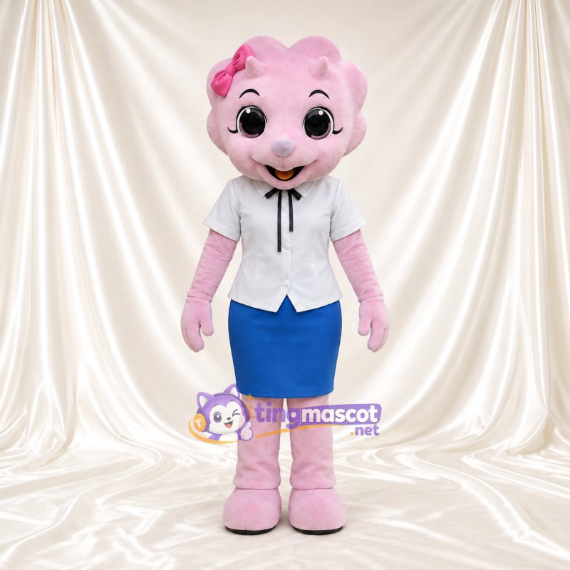 Costume de mascotte Dinosaure – rose – Chemisier (blanc); Jupe (bleu) Costume de mascotte Dinosaure – rose – Chemisier (blanc); Jupe (bleu)