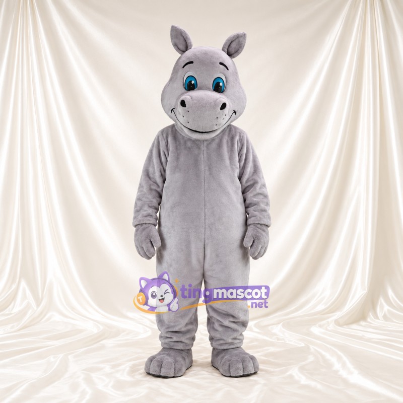 Costume de mascotte Hippopotame – gris – Museau (gris); Yeux (bleu)
