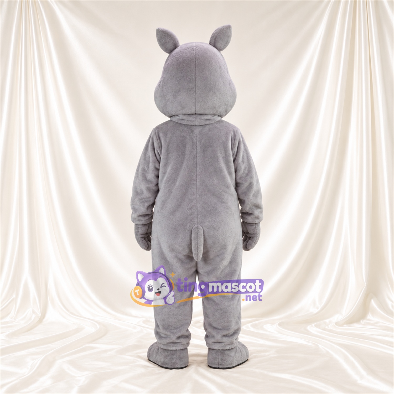 Costume de mascotte Hippopotame – gris – Museau (gris); Yeux (bleu) Costume de mascotte Hippopotame – gris – Museau (gris); Yeux (bleu)