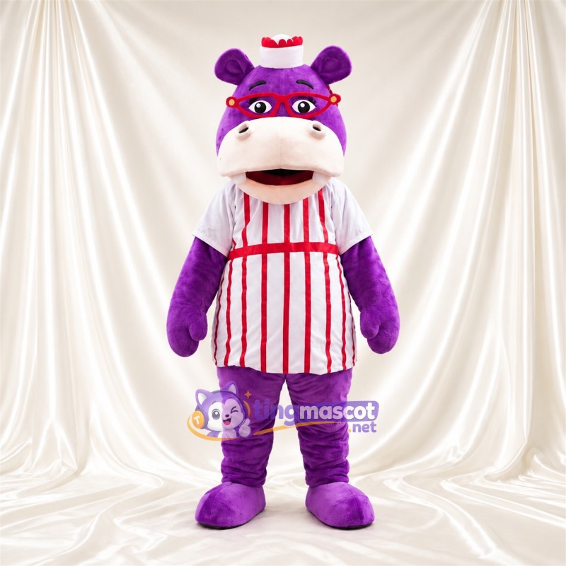 Costume de mascotte Hippopotame – violet – Tablier