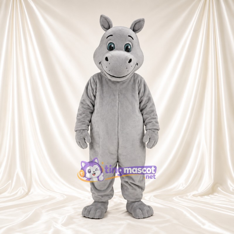 Costume de mascotte Hippopotame – gris – Visage souriant; Yeux (vert) Costume de mascotte Hippopotame – gris – Visage souriant; Yeux (vert)
