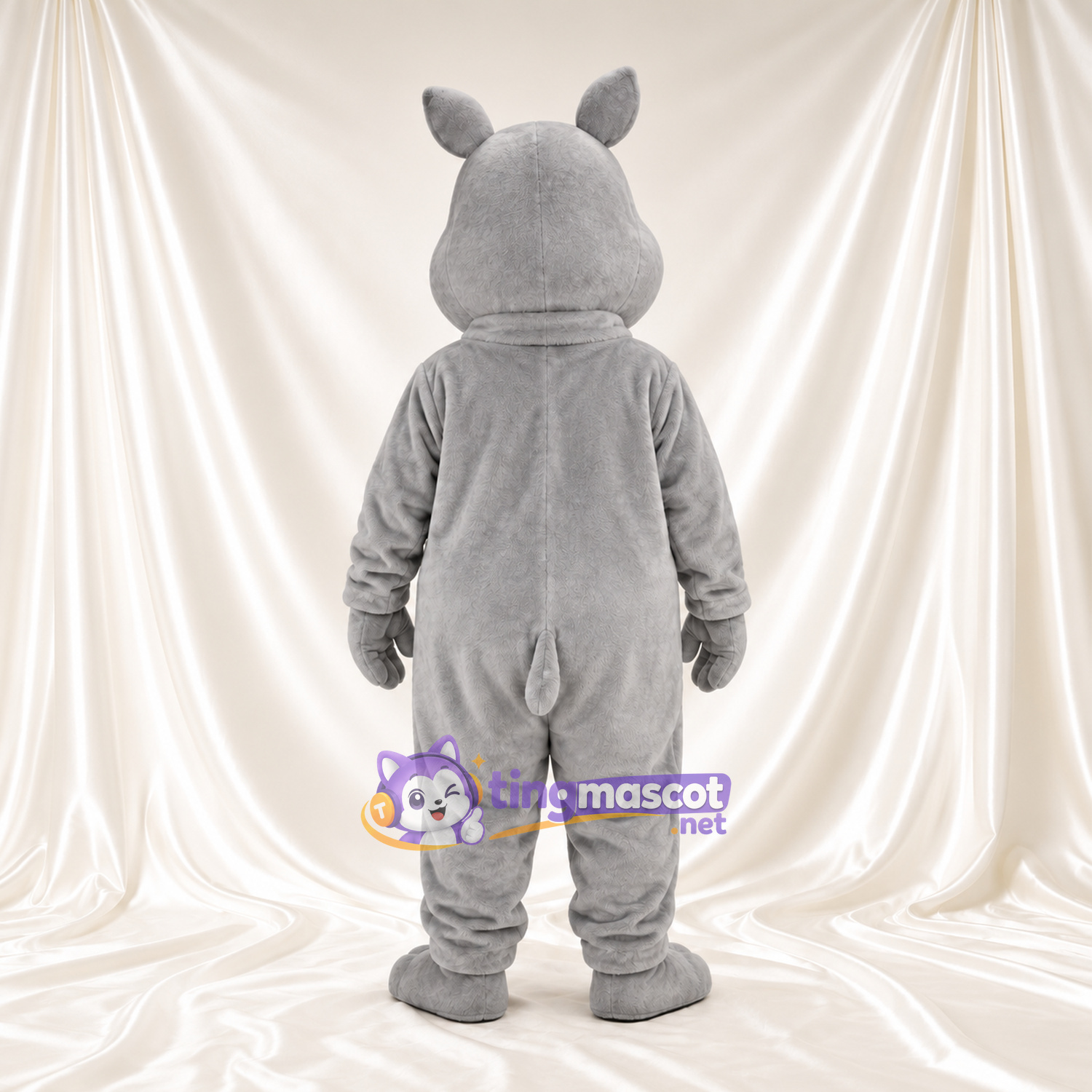 Costume de mascotte Hippopotame – gris – Visage souriant; Yeux (vert) Costume de mascotte Hippopotame – gris – Visage souriant; Yeux (vert)