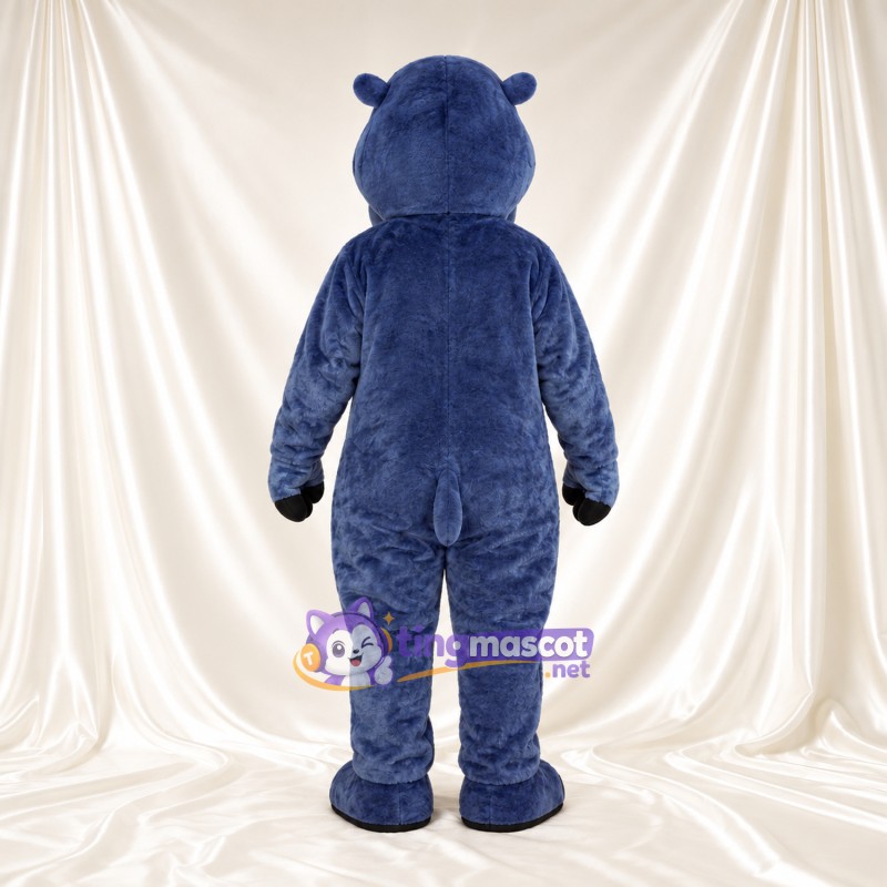 Blue Hippopotamus Mascot Costume - Black Feet and Round Muzzle Blue Hippopotamus Mascot Costume - Black Feet and Round Muzzle