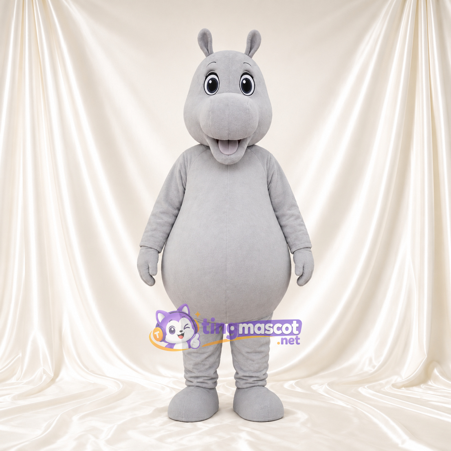 Costume de mascotte Hippopotame – blanc – Museau rond; Visage souriant Costume de mascotte Hippopotame – blanc – Museau rond; Visage souriant