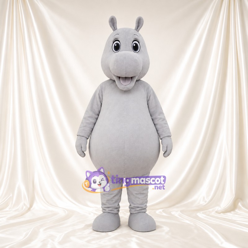Costume de mascotte Hippopotame – blanc – Museau rond; Visage souriant Costume de mascotte Hippopotame – blanc – Museau rond; Visage souriant