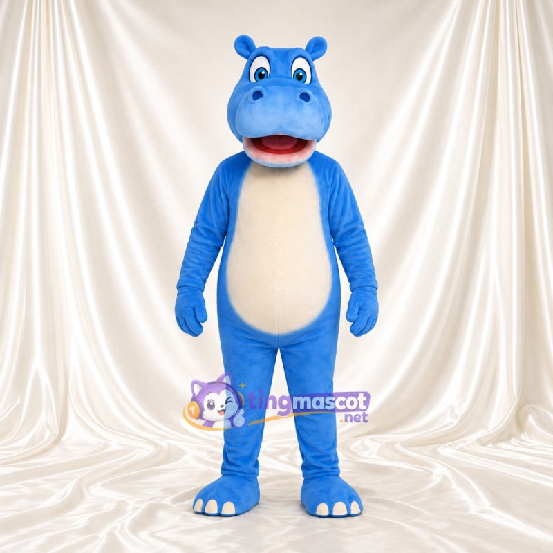 Blue Hippopotamus Mascot Costume - Cream Belly and White Toes Blue Hippopotamus Mascot Costume - Cream Belly and White Toes