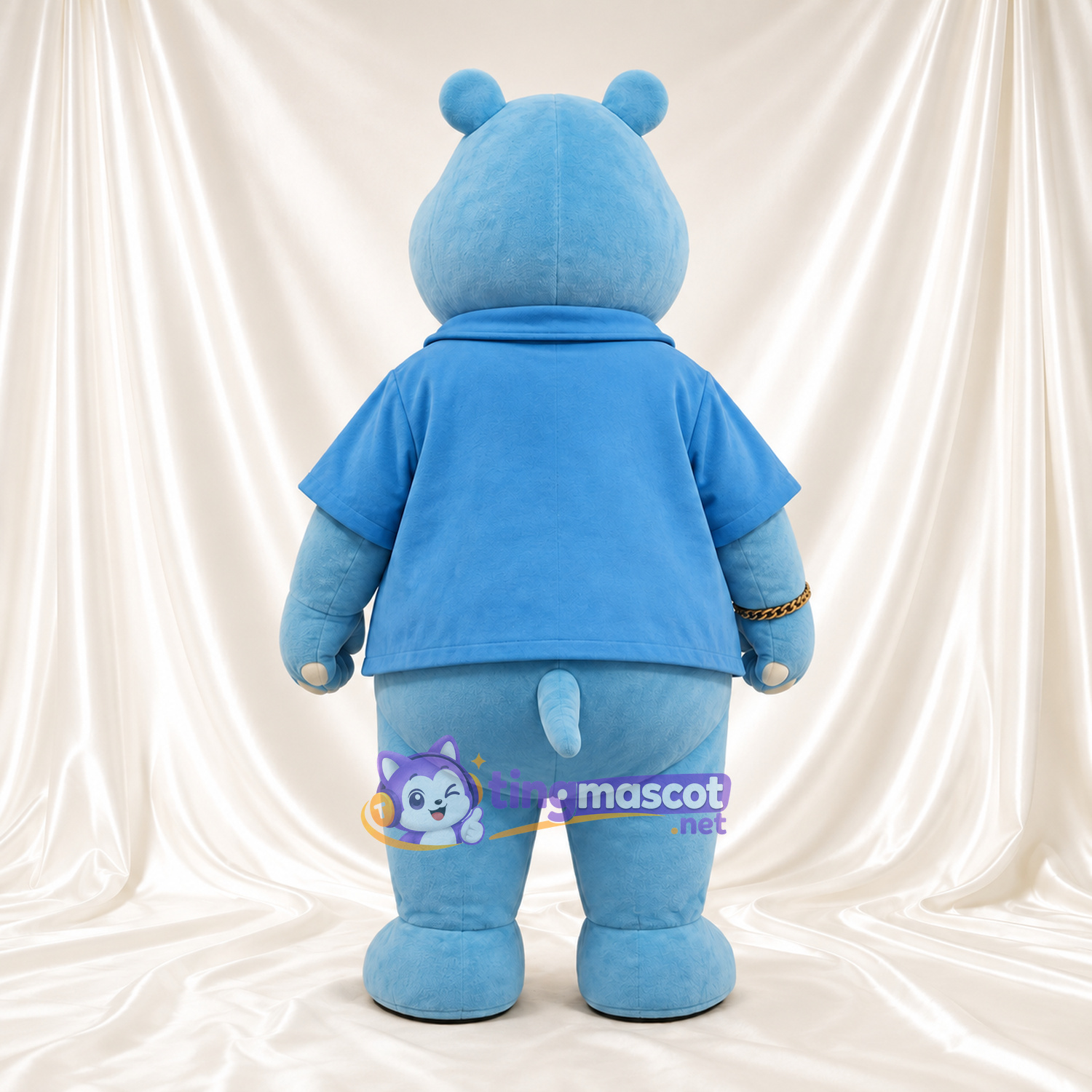 Blue Hippopotamus Mascot Costume - Blue Jacket Blue Hippopotamus Mascot Costume - Blue Jacket