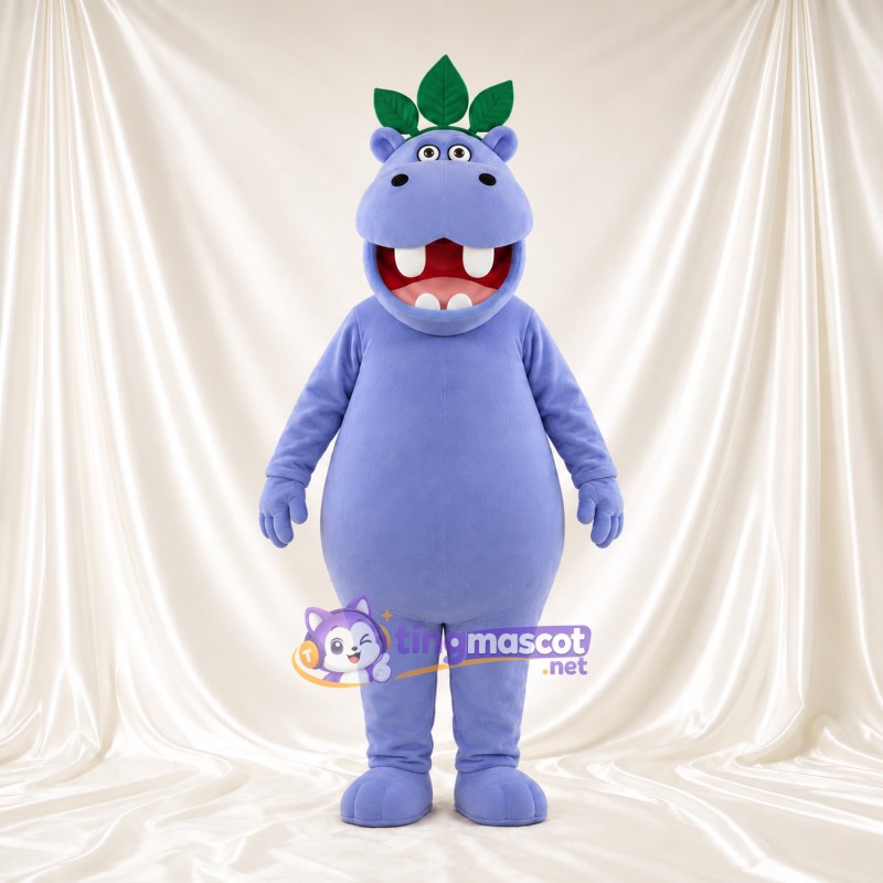 Costume de mascotte Hippopotame – violet – Feuille; Couronne Costume de mascotte Hippopotame – violet – Feuille; Couronne