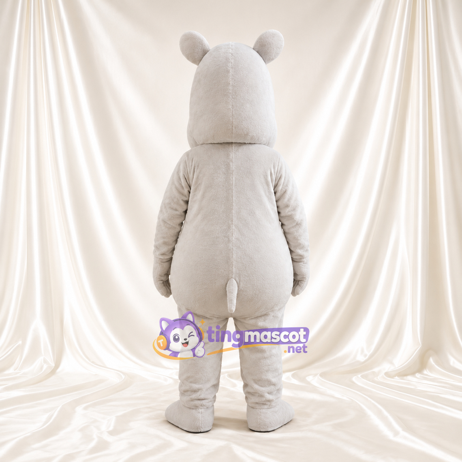 Costume de mascotte Hippopotame – blanc – Ventre rond; Grandes incisives Costume de mascotte Hippopotame – blanc – Ventre rond; Grandes incisives