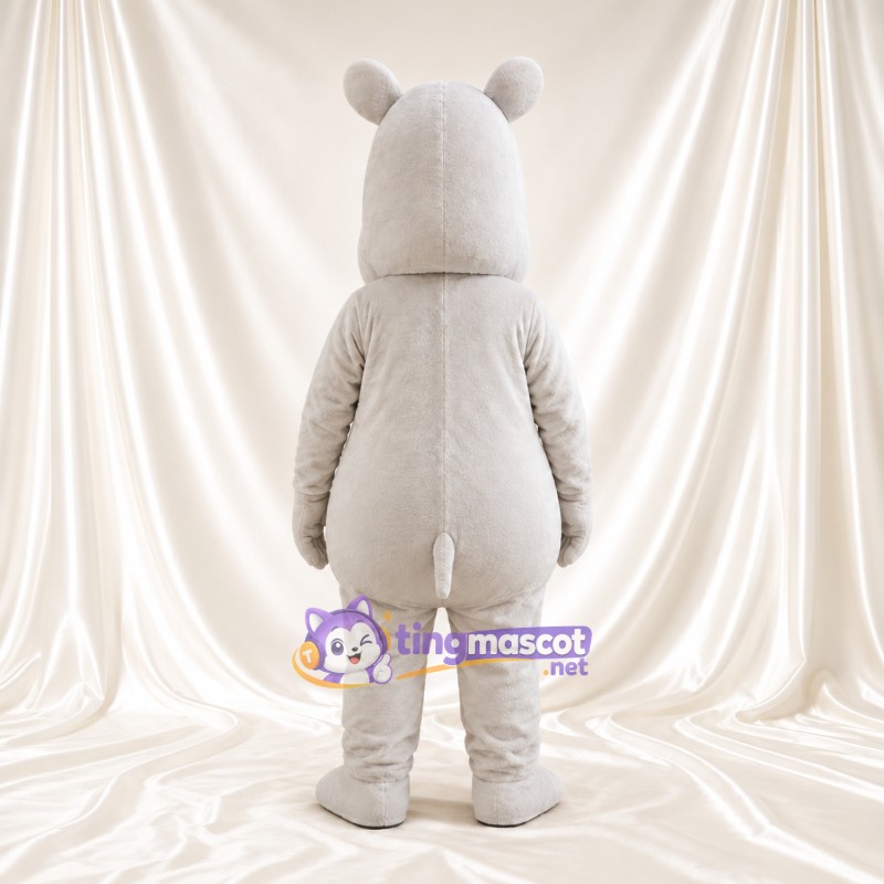 Costume de mascotte Hippopotame – blanc – Ventre rond; Grandes incisives Costume de mascotte Hippopotame – blanc – Ventre rond; Grandes incisives