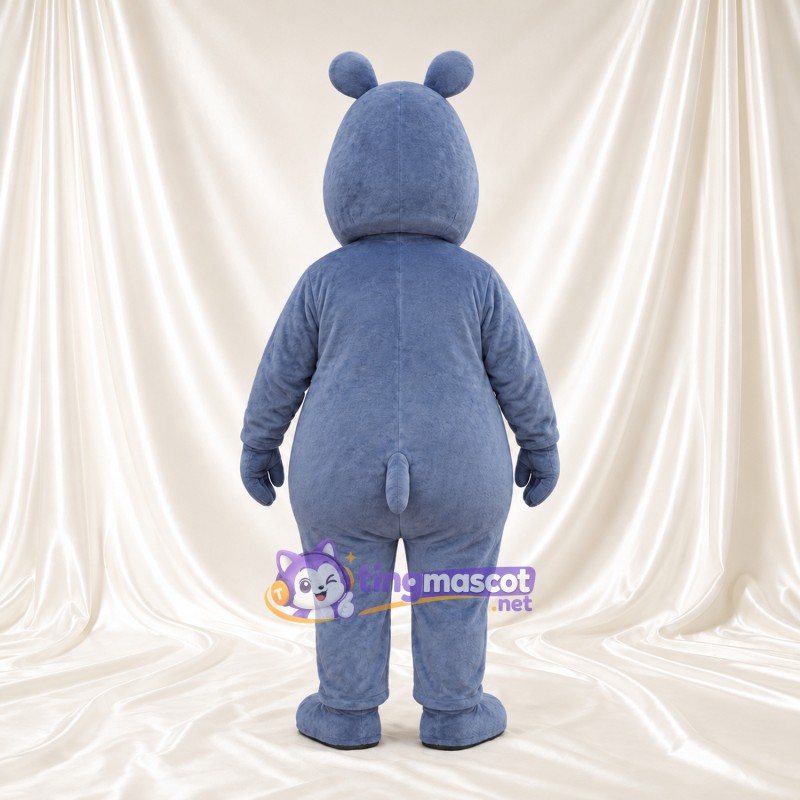 Blue Hippopotamus Mascot Costume - Light Blue Belly and Round Belly Blue Hippopotamus Mascot Costume - Light Blue Belly and Round Belly
