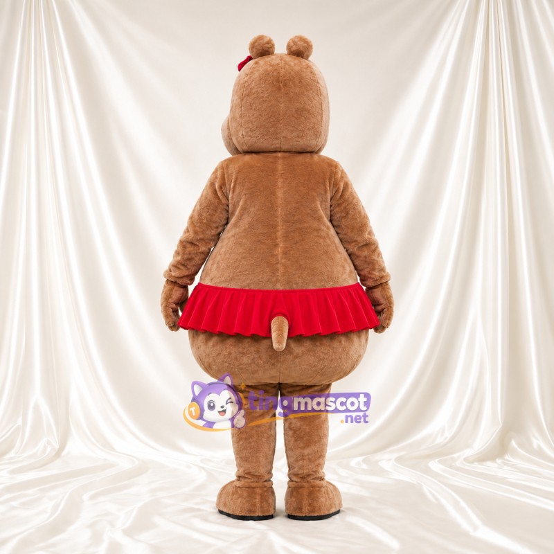 Costume de mascotte Hippopotame – brun clair – Jupe (rouge) Costume de mascotte Hippopotame – brun clair – Jupe (rouge)
