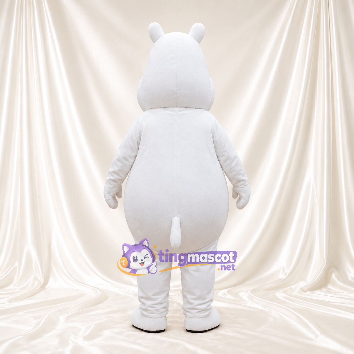 Costume de mascotte Hippopotame – blanc – Ventre rond; Yeux (bleu) Costume de mascotte Hippopotame – blanc – Ventre rond; Yeux (bleu)