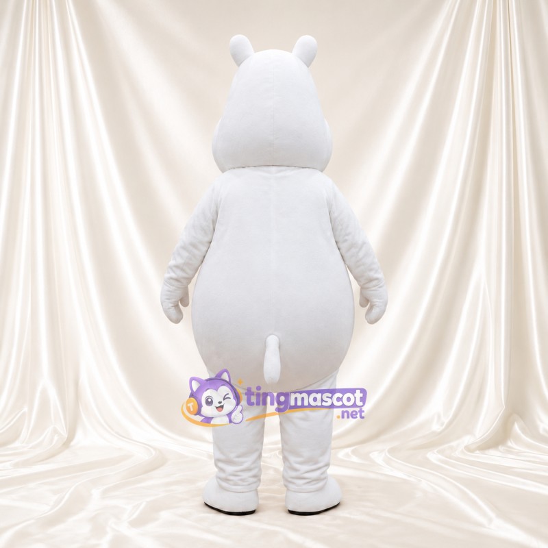 Costume de mascotte Hippopotame – blanc – Ventre rond; Yeux (bleu) Costume de mascotte Hippopotame – blanc – Ventre rond; Yeux (bleu)