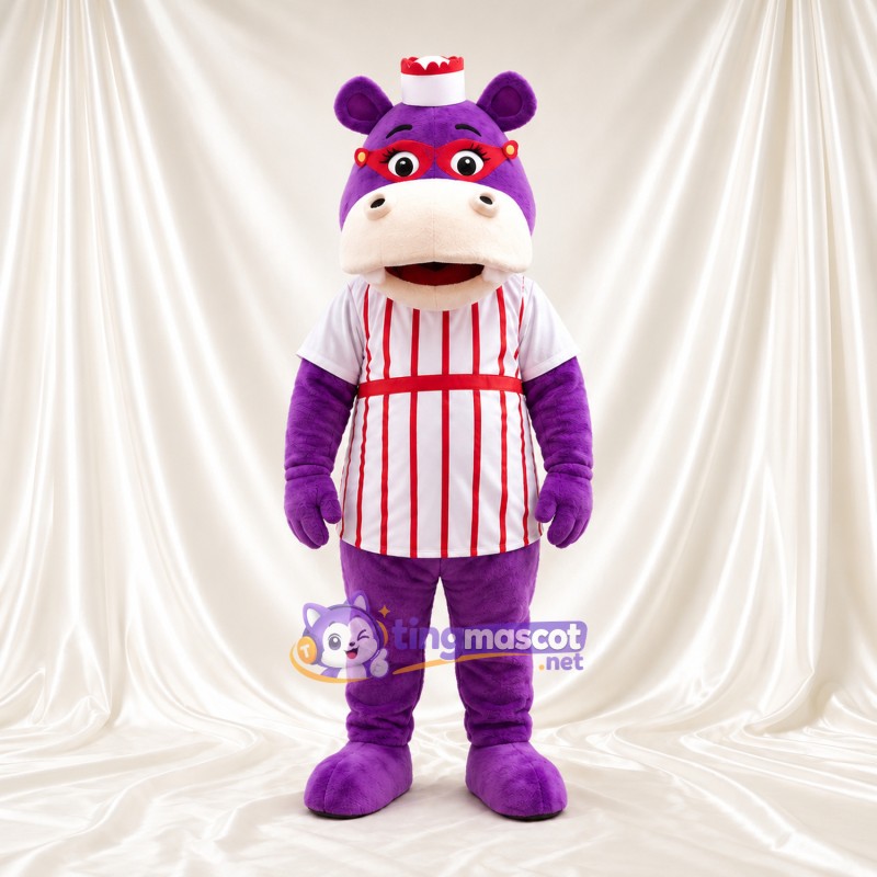 Costume de mascotte Hippopotame – violet – Tablier