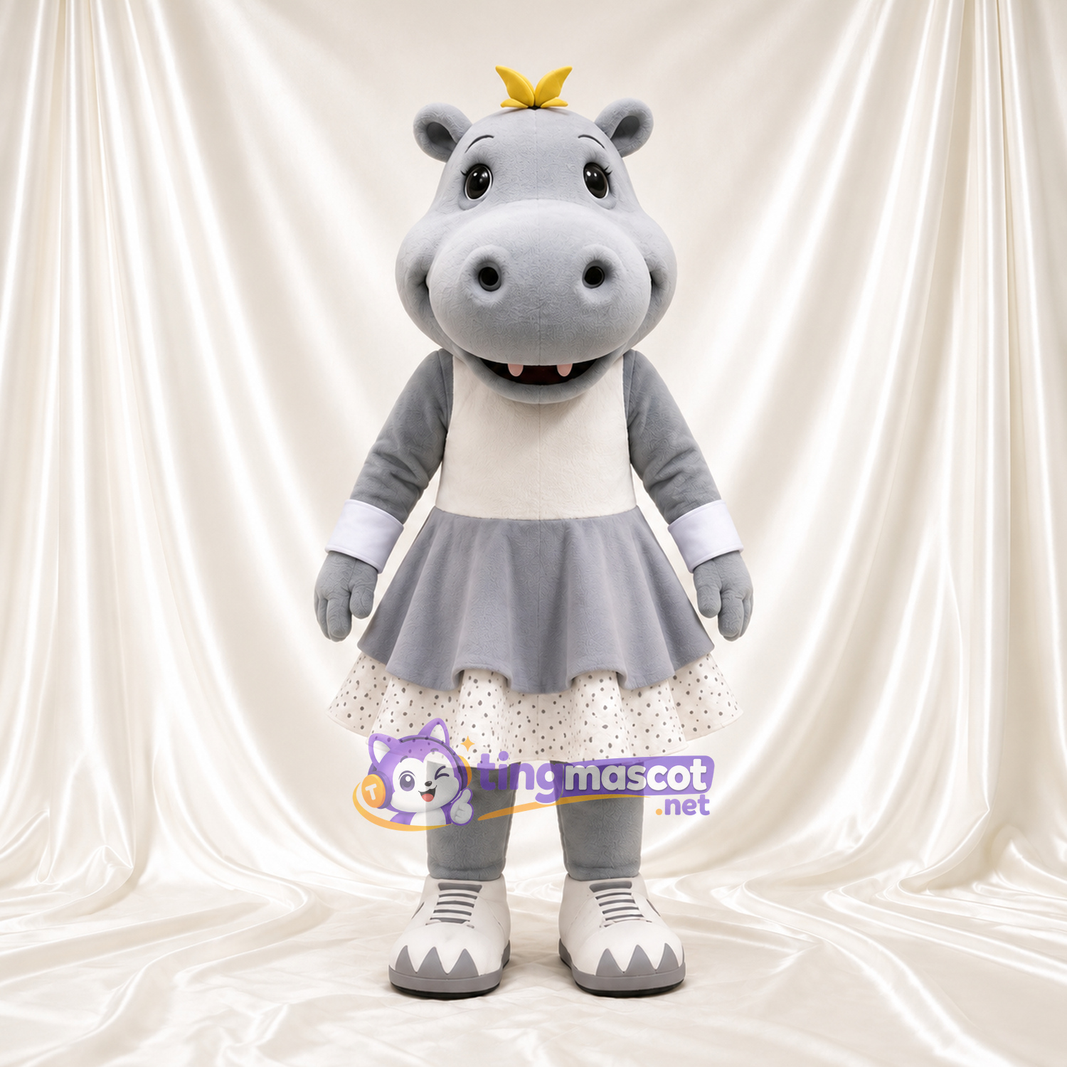 Costume de mascotte Hippopotame – gris – Robe (gris) Costume de mascotte Hippopotame – gris – Robe (gris)