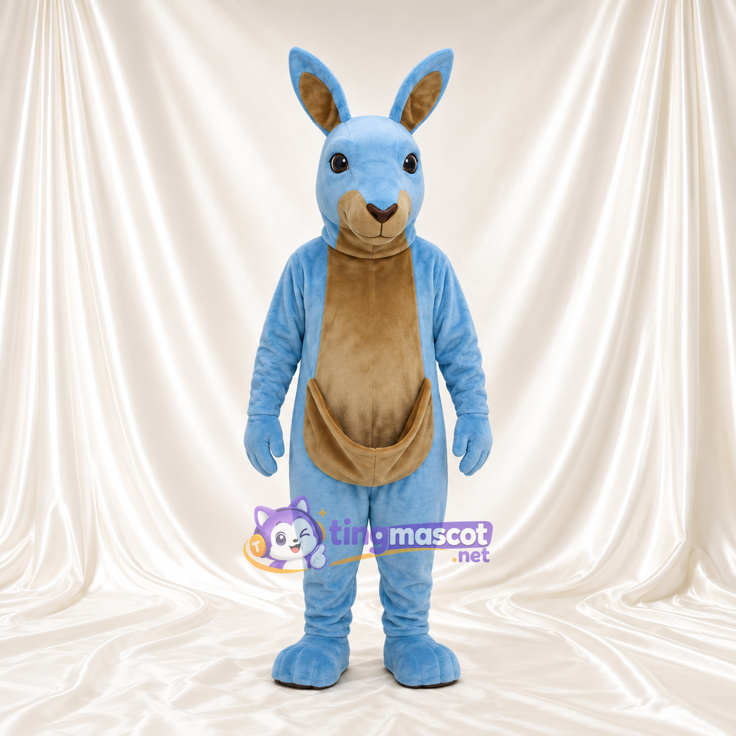 Blue Kangaroo Mascot Costume - Tan Belly and Front Pouch Blue Kangaroo Mascot Costume - Tan Belly and Front Pouch