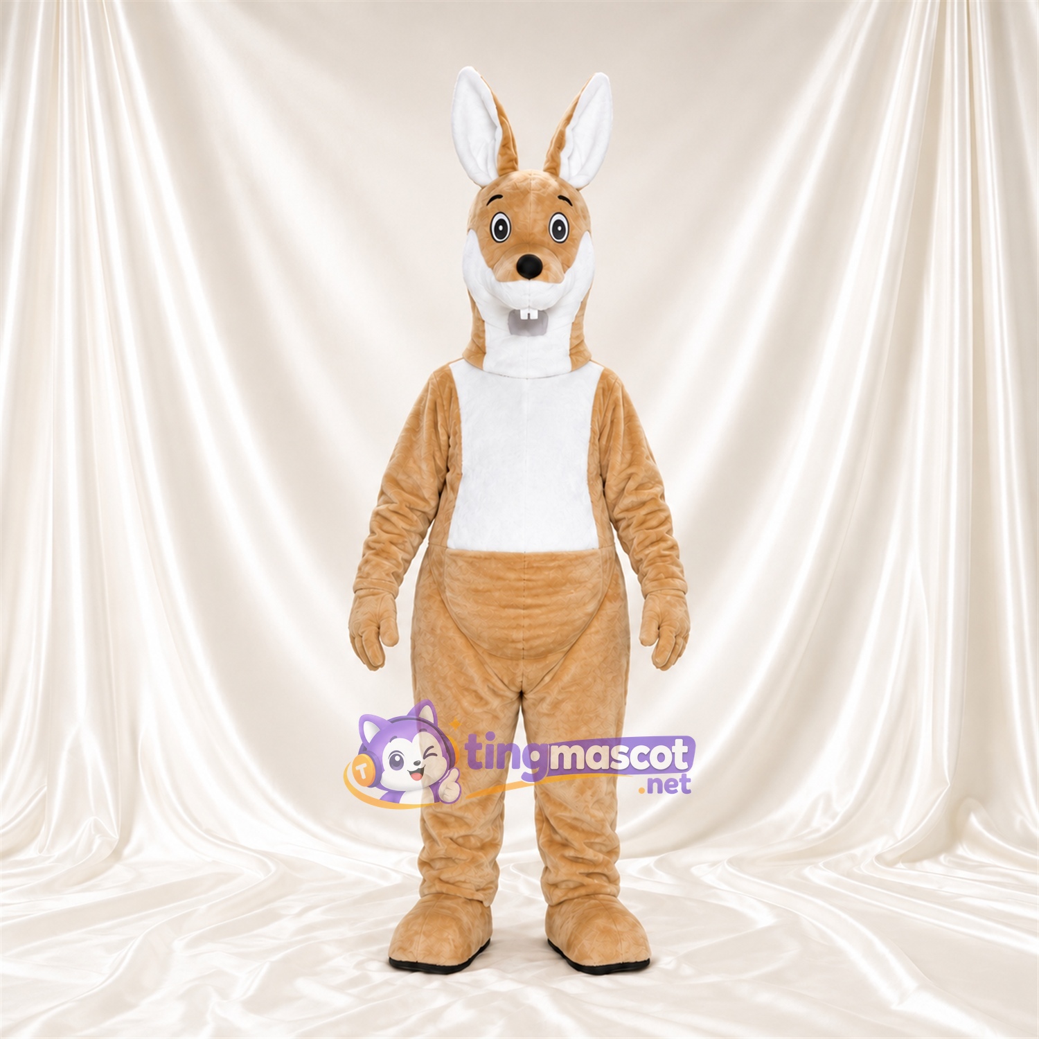 Costume de mascotte Kangourou – brun clair – Chemise (blanc) Costume de mascotte Kangourou – brun clair – Chemise (blanc)