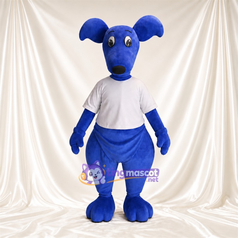 Blue Kangaroo Mascot Costume - White Shirt, Floppy Ears and Black Nose Blue Kangaroo Mascot Costume - White Shirt, Floppy Ears and Black Nose