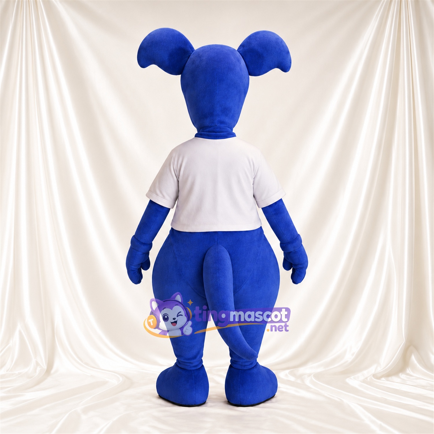 Blue Kangaroo Mascot Costume - White Shirt, Floppy Ears and Black Nose Blue Kangaroo Mascot Costume - White Shirt, Floppy Ears and Black Nose