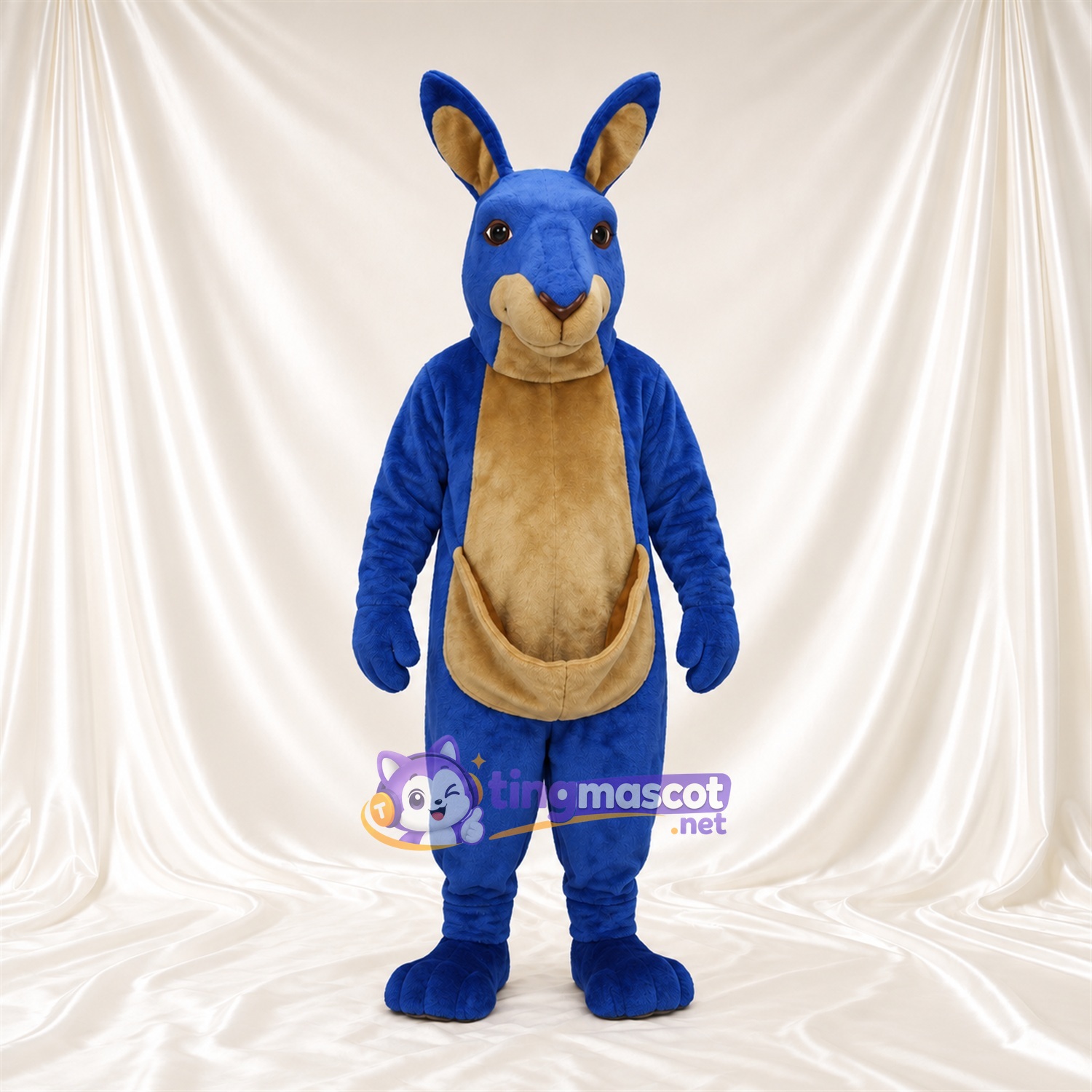 Blue Kangaroo Mascot Costume - Tan Belly and Front Pouch Blue Kangaroo Mascot Costume - Tan Belly and Front Pouch