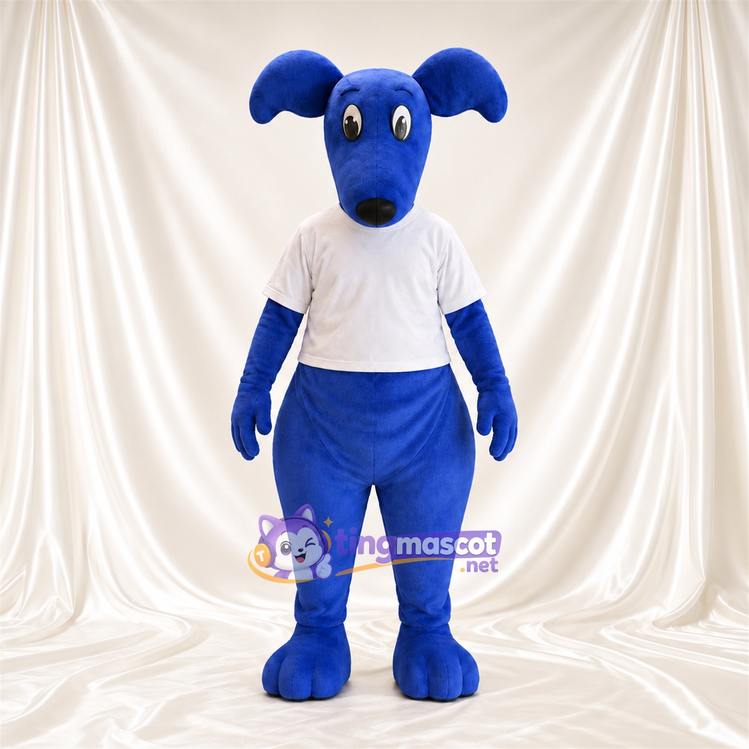 Blue Kangaroo Mascot Costume - White Shirt, Floppy Ears and Long Tail Blue Kangaroo Mascot Costume - White Shirt, Floppy Ears and Long Tail