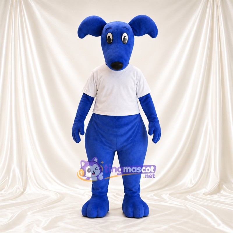 Blue Kangaroo Mascot Costume - White Shirt, Floppy Ears and Long Tail Blue Kangaroo Mascot Costume - White Shirt, Floppy Ears and Long Tail