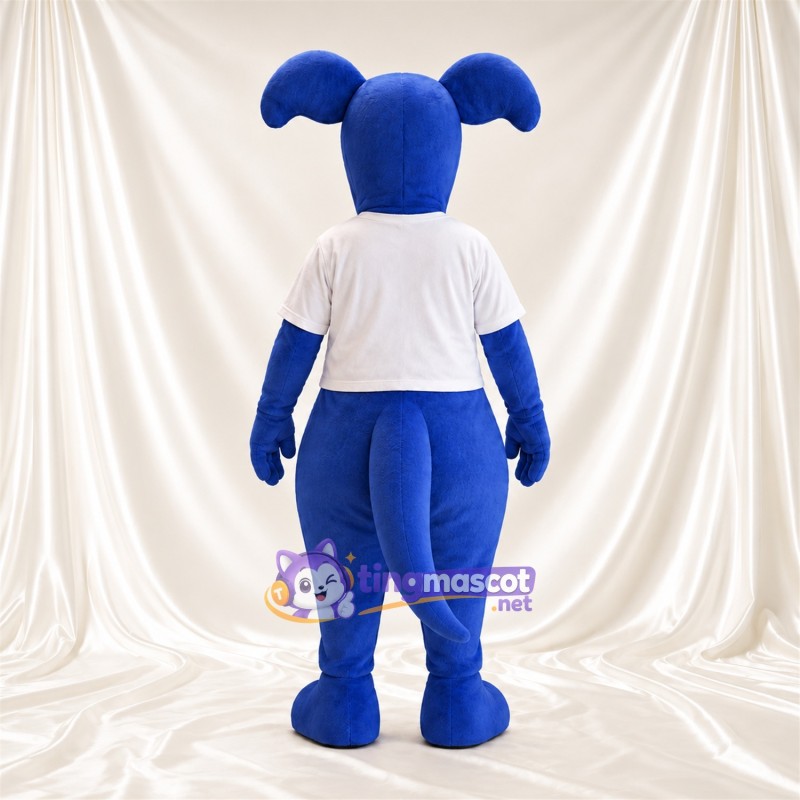 Blue Kangaroo Mascot Costume - White Shirt, Floppy Ears and Long Tail Blue Kangaroo Mascot Costume - White Shirt, Floppy Ears and Long Tail