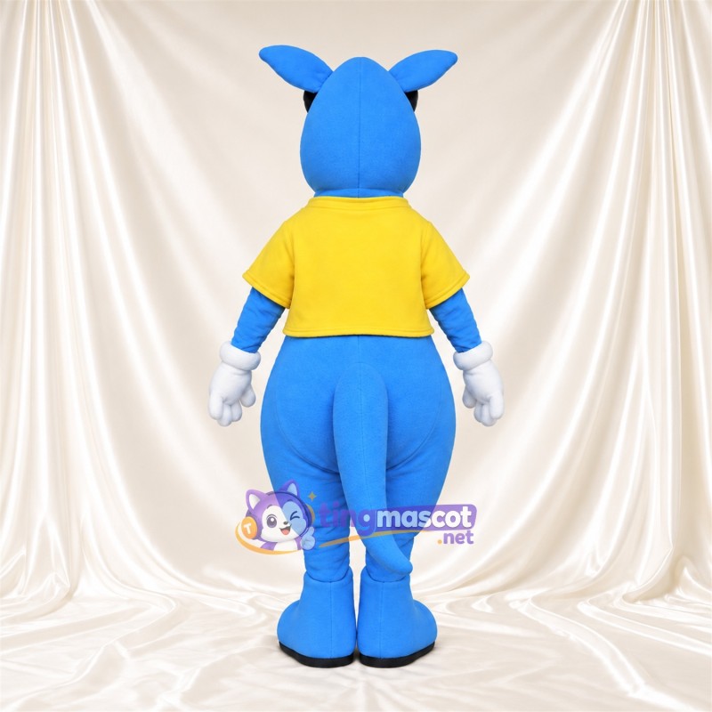 Costume de mascotte Kangourou – bleu – Chemise (jaune); Lunettes de soleil Costume de mascotte Kangourou – bleu – Chemise (jaune); Lunettes de soleil