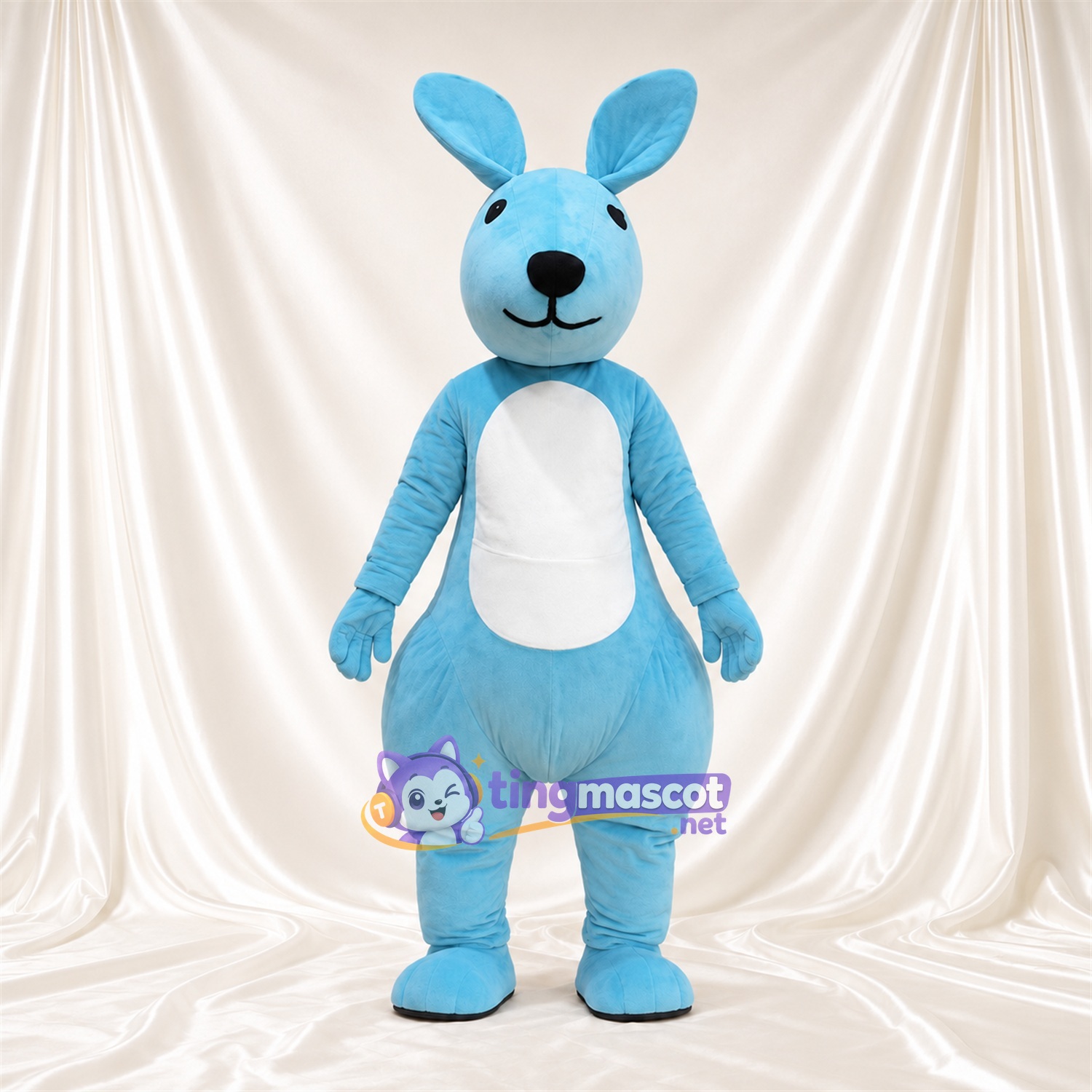 Blue Kangaroo Mascot Costume - White Belly and White Tail Blue Kangaroo Mascot Costume - White Belly and White Tail