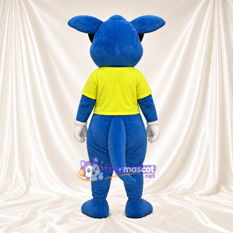 Blue Kangaroo Mascot Costume - Yellow Shirt and Sunglasses Blue Kangaroo Mascot Costume - Yellow Shirt and Sunglasses