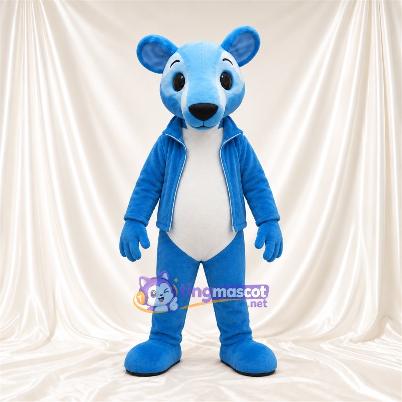 Blue Mouse Mascot Costume - Blue Jacket and White Belly