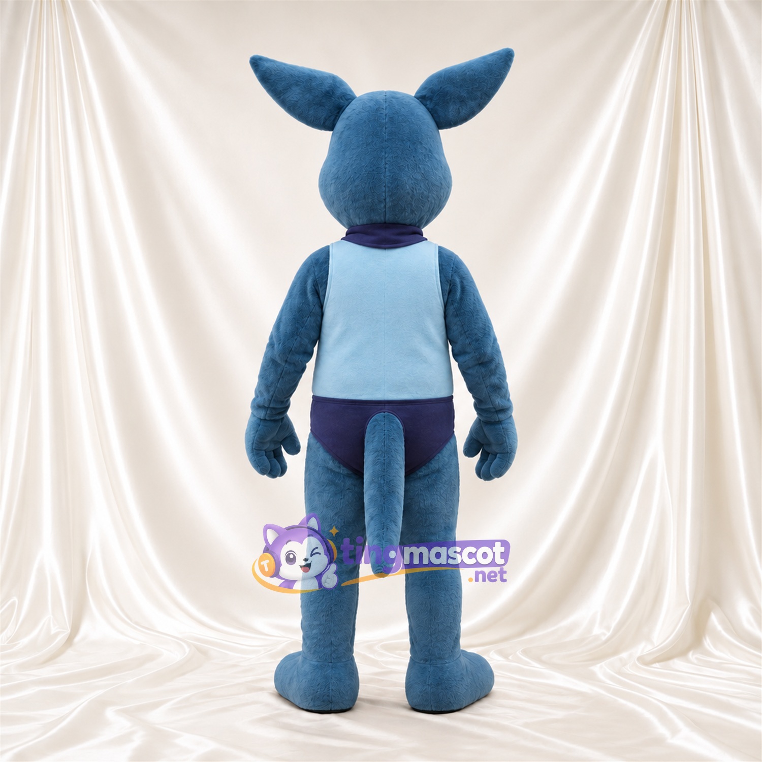 Blue Kangaroo Mascot Costume - White Shirt and Bow Tie Blue Kangaroo Mascot Costume - White Shirt and Bow Tie