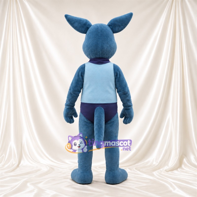 Blue Kangaroo Mascot Costume - White Shirt and Bow Tie Blue Kangaroo Mascot Costume - White Shirt and Bow Tie