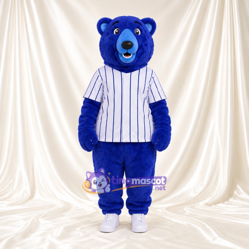 Maskottchenkostüm Bär – blau – Baseballtrikot Maskottchenkostüm Bär – blau – Baseballtrikot