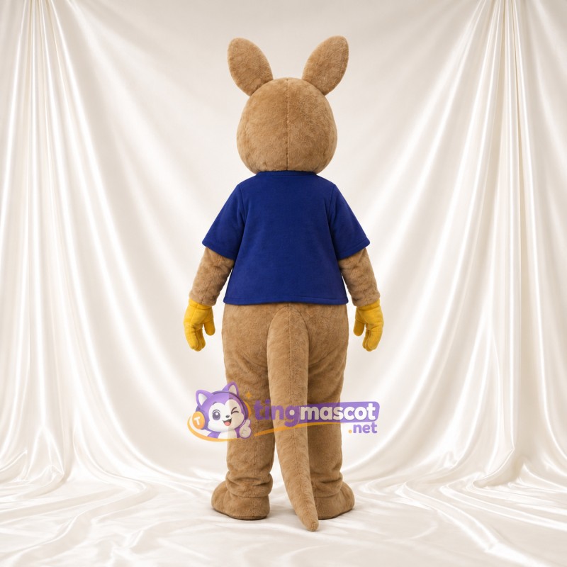 Costume de mascotte Kangourou – brun clair – Chemise (bleu marine) Costume de mascotte Kangourou – brun clair – Chemise (bleu marine)