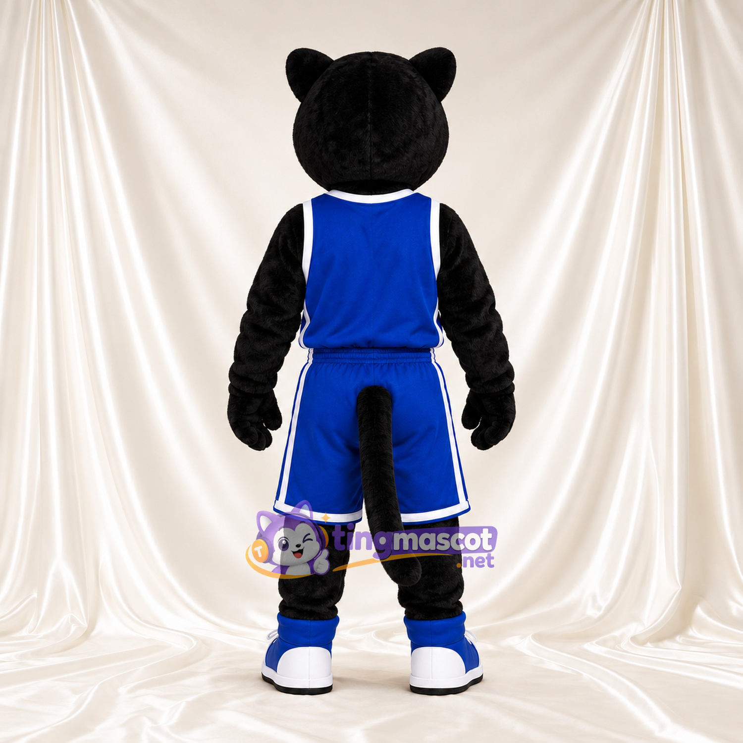 Black Wildcat Mascot Costume - Blue Basketball Uniform Black Wildcat Mascot Costume - Blue Basketball Uniform