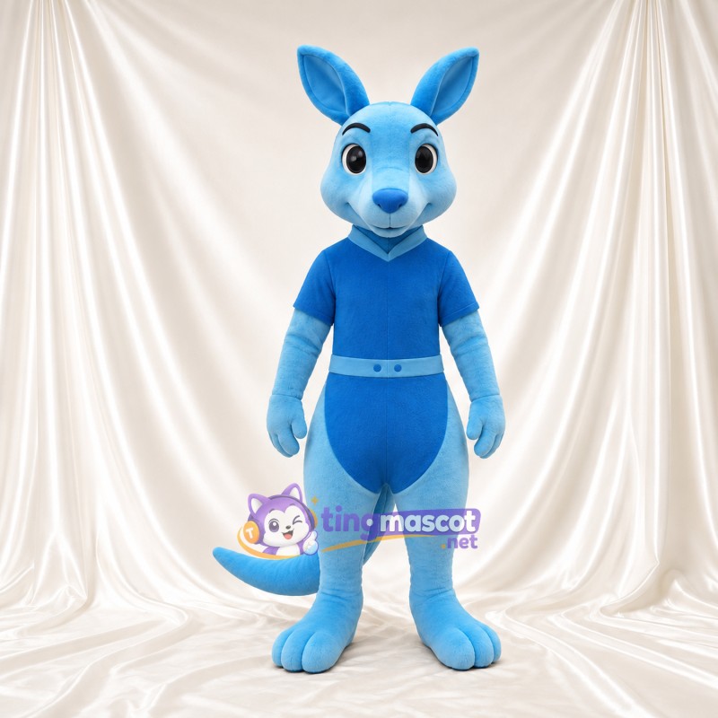 Blue Kangaroo Mascot Costume - Blue Shirt and Shorts Blue Kangaroo Mascot Costume - Blue Shirt and Shorts