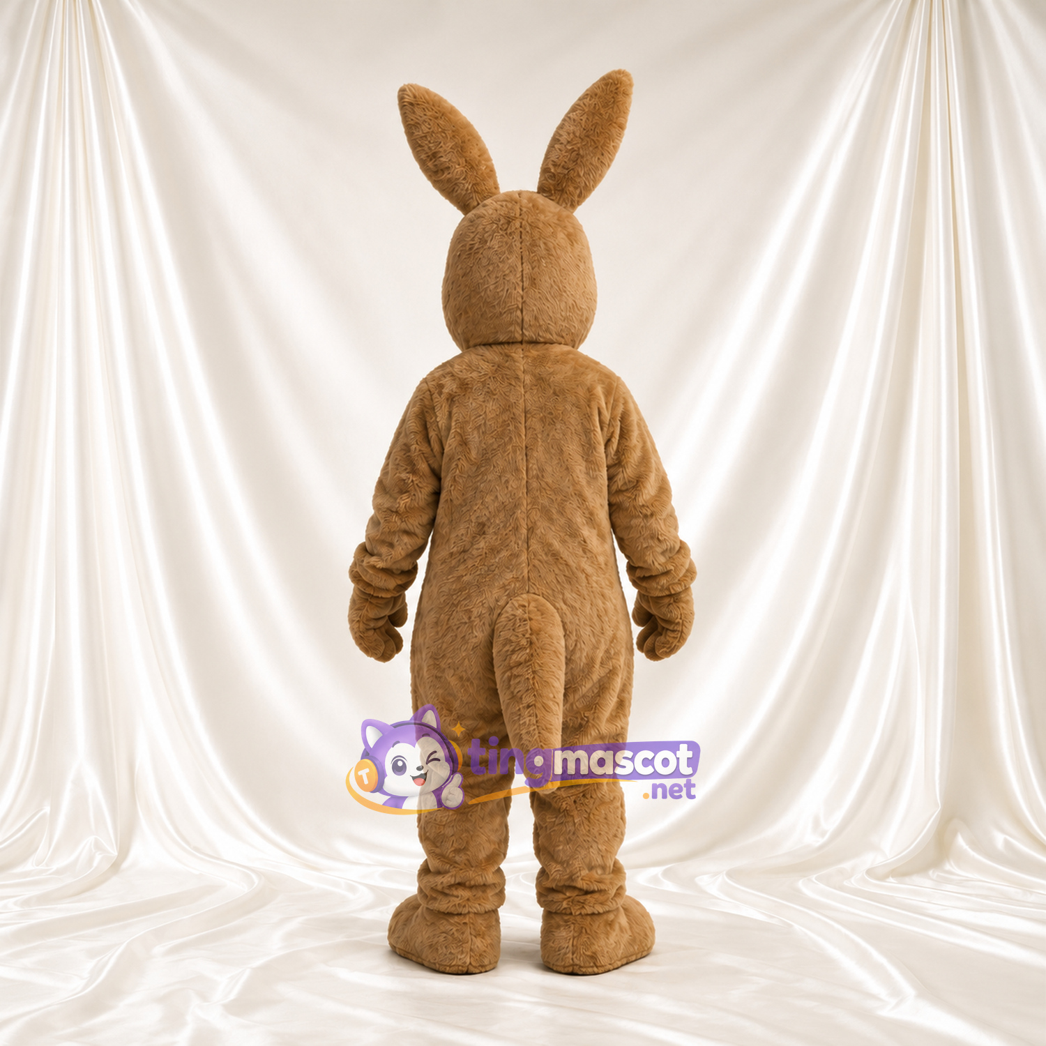 Costume de mascotte Kangourou – marron – Poche ventrale (blanc) Costume de mascotte Kangourou – marron – Poche ventrale (blanc)