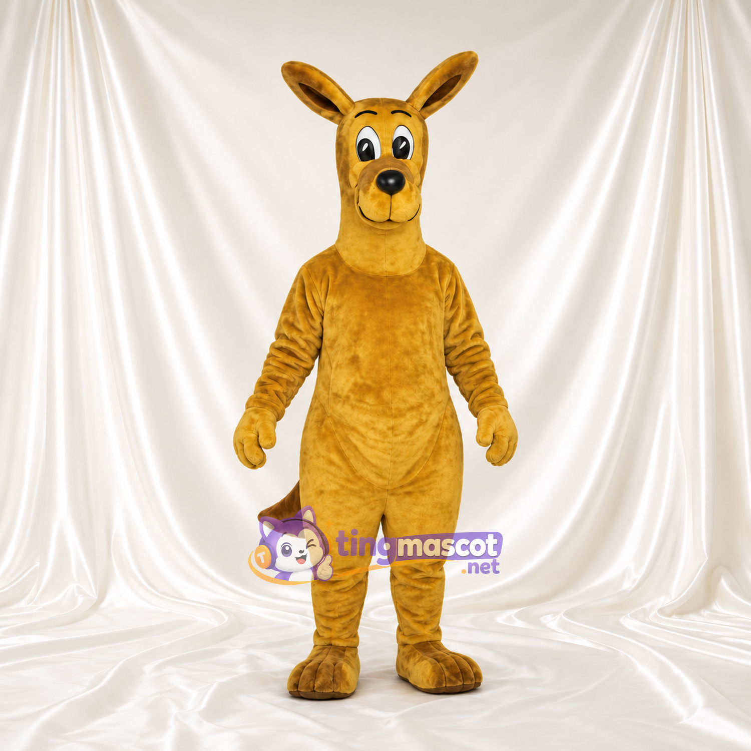 Costume de mascotte Kangourou – marron – Poche ventrale; Sourcils relevés Costume de mascotte Kangourou – marron – Poche ventrale; Sourcils relevés