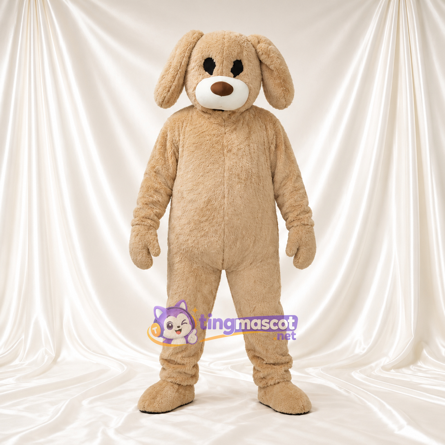Beige Dog Mascot Costume - Floppy Ears and White Muzzle Beige Dog Mascot Costume - Floppy Ears and White Muzzle